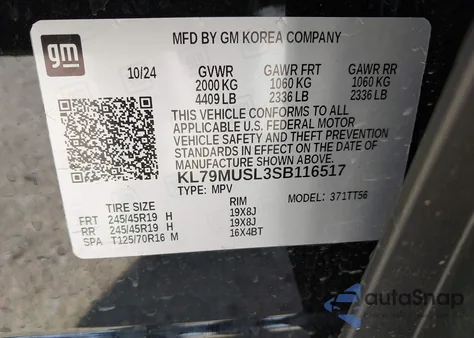 2025 Chevrolet Trailblazer Awd Rs from USA, damaged, VIN KL79MUSL3SB116517